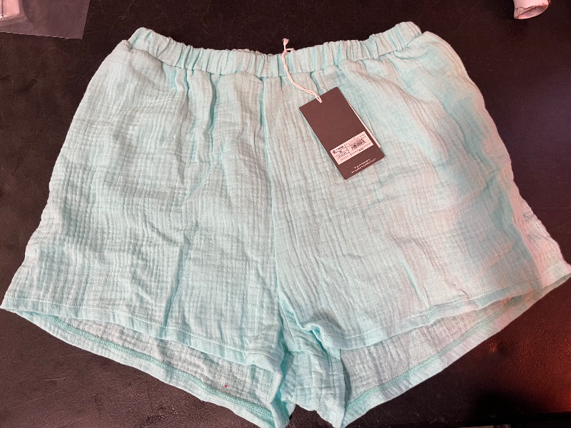Photo 1 of M Vitamin a Women's Gauze Cover up Shorts - Aqua M: Cotton Pull-on, Elastic Waistband, Medium Size
