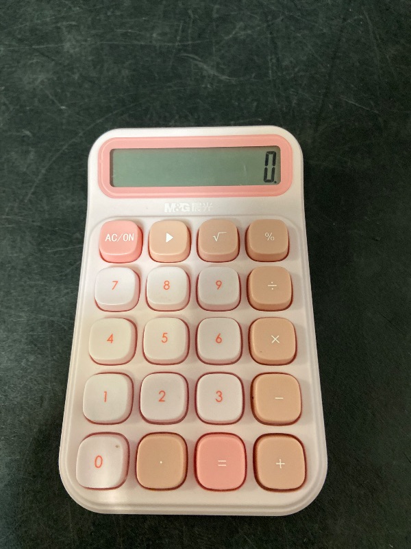 Photo 1 of M&G Mechanical Switch Calculator, 12 Digits, Large LCD Display and Big Buttons, Cute Pink Desktop Calculator for Office, Home, School (Battery Included)
