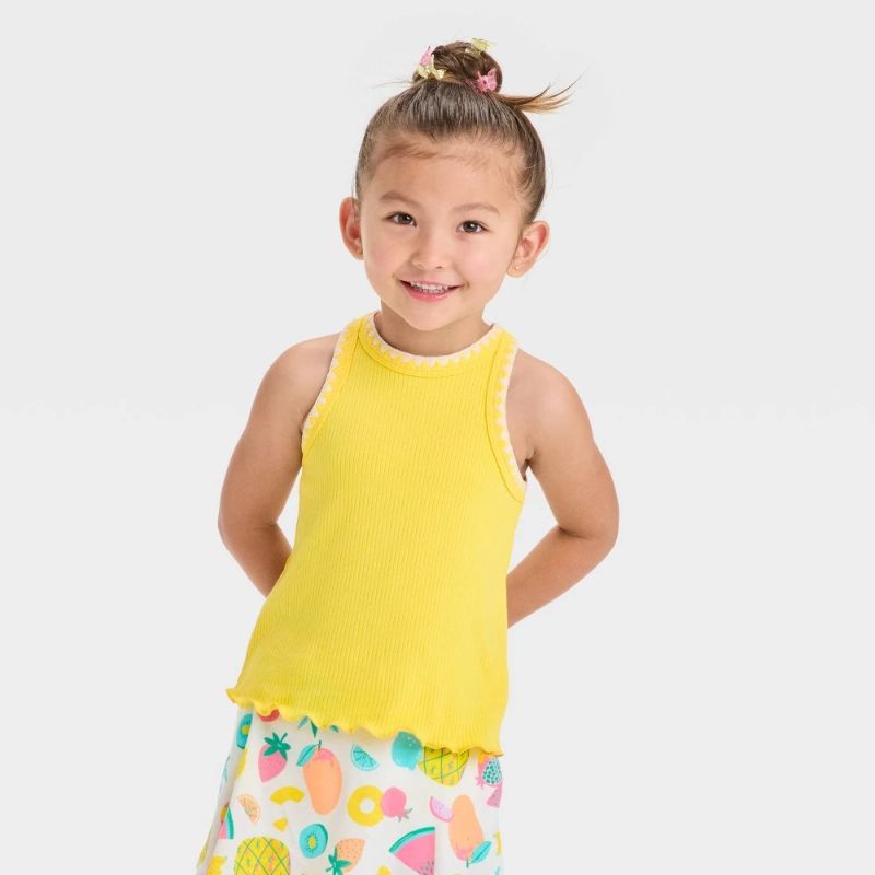 Photo 1 of 2T Toddler Girls' Ribbed T-Shirt Yellow