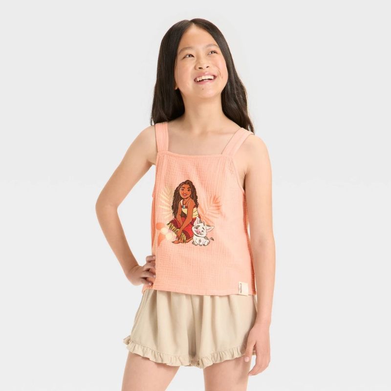 Photo 1 of L - Girls' Moana Gauze Elevated Tank Top Orange