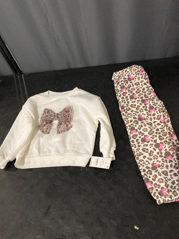 Photo 1 of 3T Toddler Girls' 2pc Disney Minnie Mouse Cozy Fleece Animal Printed Sweatshirt with Tulle Bow and Pants Set Ivory