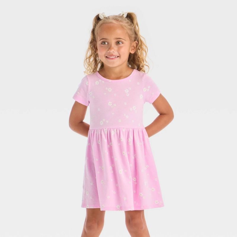 View 1 of 4T Toddler Girls' Floral Short Sleeve Dress Light Purple