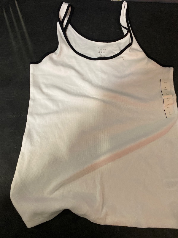 View 2 of L Women's Slim Fit Layered Tank Top White/Black