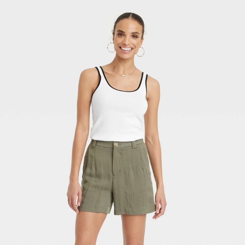 View 1 of L Women's Slim Fit Layered Tank Top White/Black