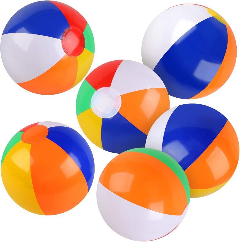 Photo 1 of 7 Pack Beach Balls, 10 Inch Beach Balls for Kids, Rainbow Color Pool Toys Pool Balls for Swimming Pool, Beach Toys Inflatable Ball for Summer Parties and Water Games