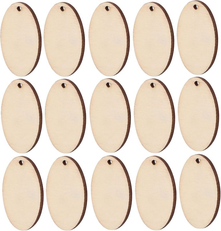 Photo 1 of 50pcs Oval Shape Wooden Slices Easter Ornament Cutouts Unfinished Craft Pieces for Home Decoration

