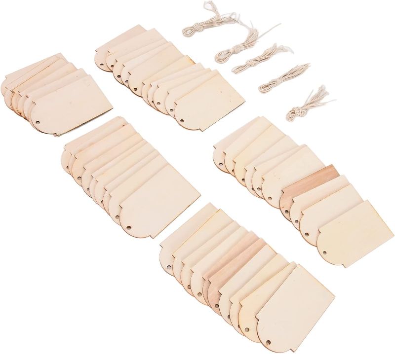 Photo 1 of 80pcs Wood Pieces Natural Unfinished Rustic Wood for DIY Handicraft Decoration Hemp Rope
