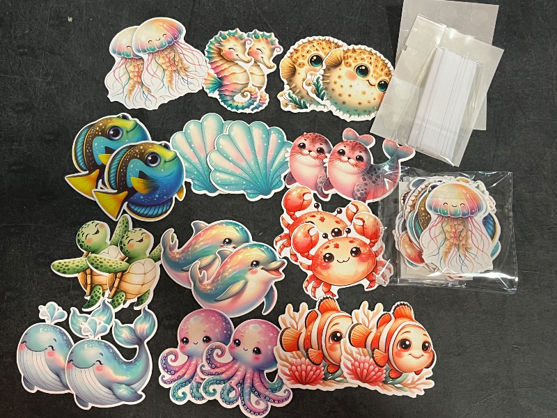 Photo 1 of 48Pcs Ocean Animal Cupcake Toppers Sea Animals Party Cupcake Sticks Ocean Animal Birthday Cake Picks Sea Theme Party Decorations for Under the Sea Baby Shower Supplies or Birthday Supplies