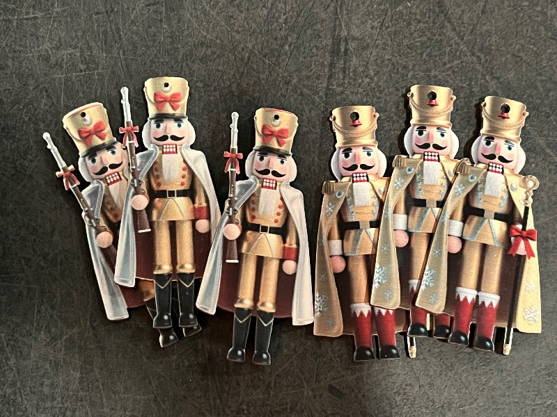 View 3 of 36PCS Christmas Wooden Ornaments Gold Nutcrackers - 12 Unique Patterns with Hemp Rope | Xmas Tree, Home & Garden Decor
