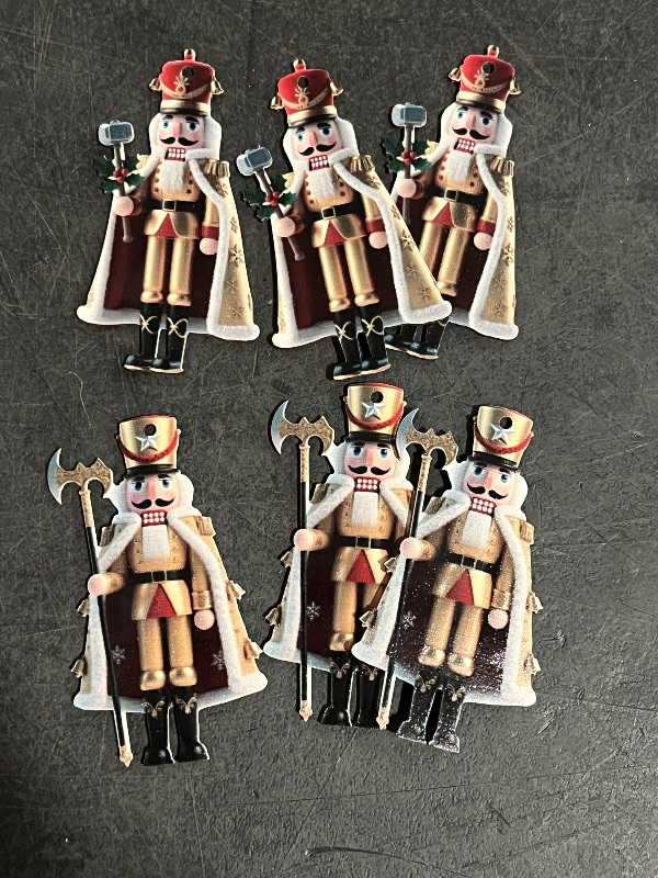 View 4 of 36PCS Christmas Wooden Ornaments Gold Nutcrackers - 12 Unique Patterns with Hemp Rope | Xmas Tree, Home & Garden Decor
