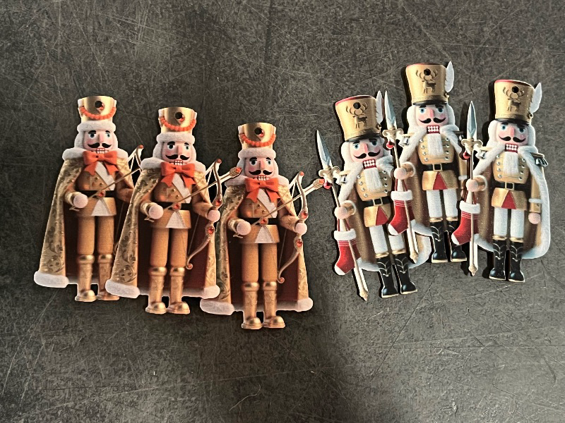 View 2 of 36PCS Christmas Wooden Ornaments Gold Nutcrackers - 12 Unique Patterns with Hemp Rope | Xmas Tree, Home & Garden Decor
