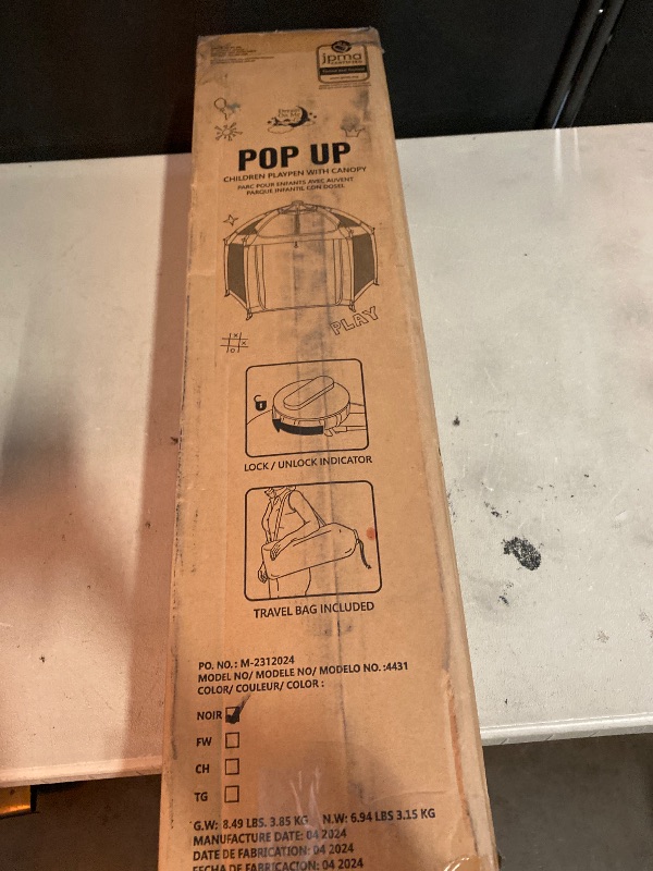 Photo 1 of Dream On Me Pop-Up Children Playpen, Instant One-Hand Open & Fold, Breathable Mesh Sides, Zipper Security Gate & Travel Carry Bag, Compact Indoor/Outdoor Baby Play Yard with Canopy - Black