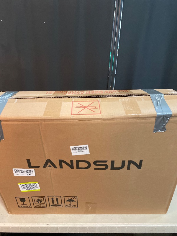 Photo 1 of LANDSUN Home Office Chair Mid Back Desk Chair PU Leather Ribbed Executive Swivel Computer Chair with Wheels and Armrests Soft Padded Adjustable Height Conference Task Brown