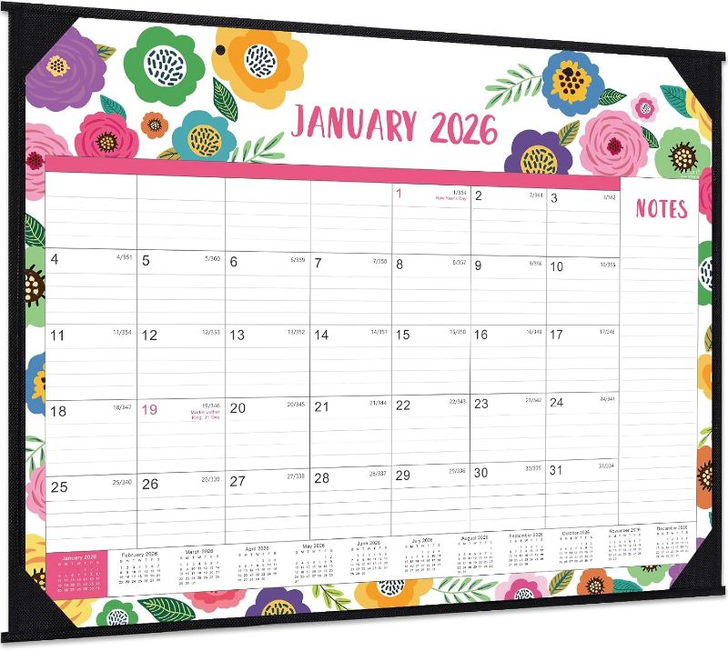 Photo 1 of 2026 Desk Calendar - Large Desk Calendar 2026, Jan. 2026 - Dec. 2026, 22" x 17", 2026 Calendar 12 Month with Corner Protectors, Desk Pad, To-Do List & Notes, Desk/Wall Calendar for Organizing - Colorful Floral