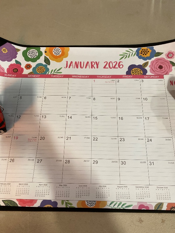 Photo 1 of 2026 Desk Calendar - Large Desk Calendar 2026, Jan. 2026 - Dec. 2026, 22" x 17", 2026 Calendar 12 Month with Corner Protectors, Desk Pad, To-Do List & Notes, Desk/Wall Calendar for Organizing - Colorful Floral
