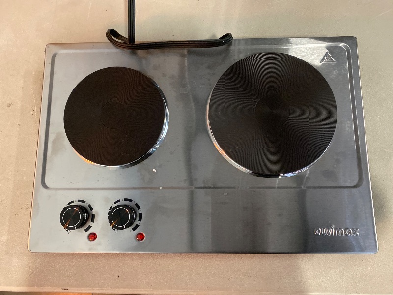 Photo 1 of Hot Plate,Cusimax Double Burner 1800W Cast Iron Heating Plate,Electric Stove with Adjustable Temperature Control,Stainless Steel,Suitable for Various Scenarios Upgraded Version