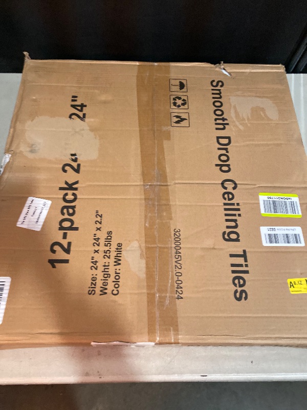 Photo 1 of Smooth Drop Ceiling Tiles 2ft x 2ft - Waterproof, Fire-Rated, Reusable - Premium PVC to Prevent Breakage - Ceiling Tiles 24" x 24", 12-Pack Cover 48 Sq. Ft, White