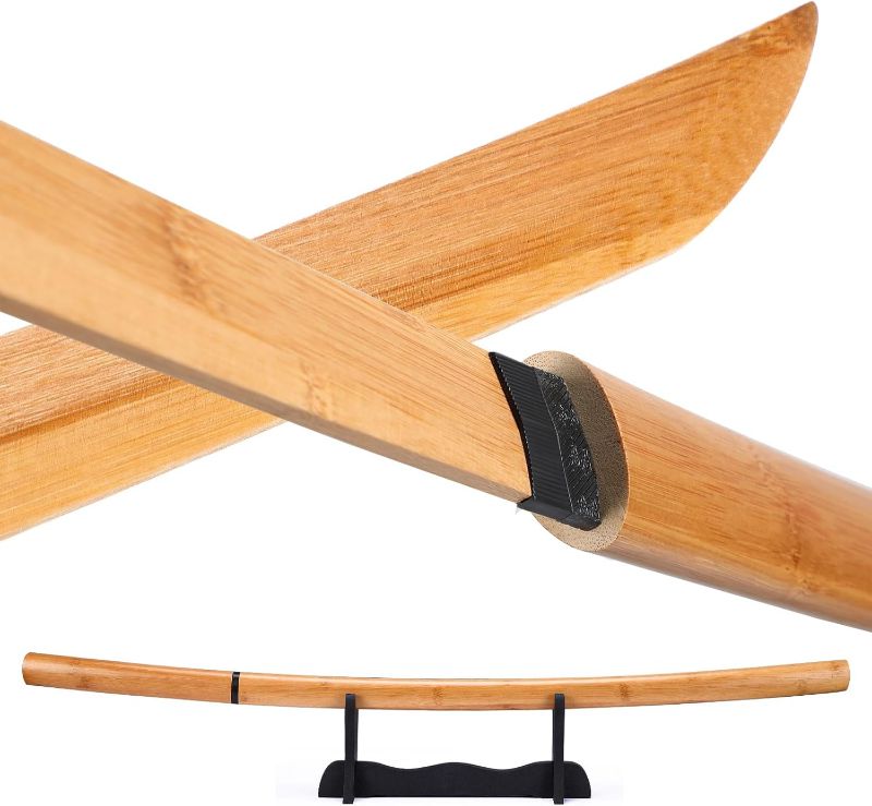 Photo 1 of Bamboo Practice Swords Cosplay Prop Sword – 41 Inch Anime Replica with Original Textures, Ideal for Cosplay, Decoration, Collection, Stage Performance, and Gift