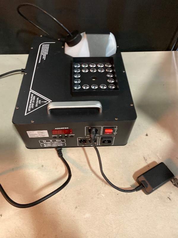 Photo 1 of 1500W Fog Machine with Lights 24 RGB LED Stage Smoke Machine Vertical Halloween Smoke Machine DMX/Wireless/Manual Control 2.5 Liters with 20000 CFM for Wedding Christmas Party Outdoor Indoor