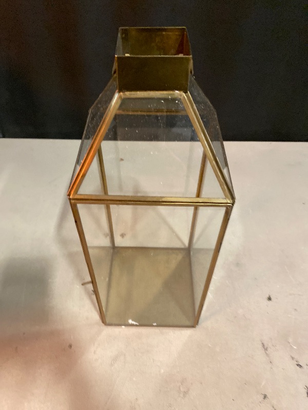 View 2 of Serene Spaces Living Large Gold Amalfi Lantern with Glass Panels – Metal Candle Holder for Indoor & Outdoor Decor – Elegant Square Lantern for Weddings, Events & Home Styling, 6" Square & 16" Tall