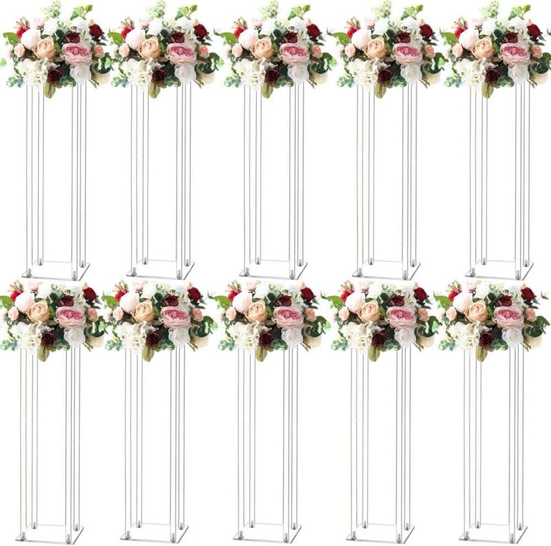 Photo 1 of 31.5inch 10 Set Acrylic Flower Vase Column Stand Wedding Flower vase Wedding Centerpieces for Tables