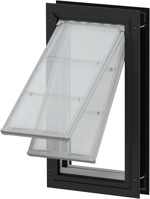 View 1 of Endura Flap Double Flap Pet Door for Door Installations | Stylish for Interior & Exterior Doors | Durable Aluminum Frame & Weatherproof Dual-Layer Flap | Black, Medium, Double Flap