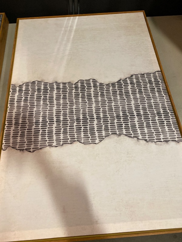 Photo 1 of LHIUEM Large Navy Blue Abstract Shapes Framed Canvas Wall Art Set,Modern Tree Rings Wall Decor,Neutral Wooden Artwork for Living Room,Bedroom,Dining Room,Office -24"x36"x3