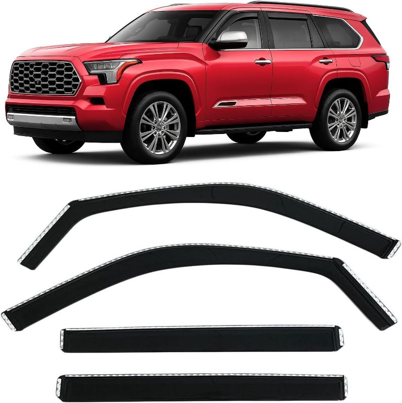 Photo 1 of 2023-2026 in-Channel Rain Guards for Toyota Sequoia Side Window Visor Deflectors SR5 Limited Platinum TRD Pro Capstone 2024 2025