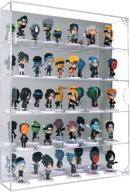 Photo 1 of AITEE Acrylic Display Case with Mirrored Back, Display Cabinet for Mini Funko Pop Figures, Dust-Proof Clear Wall Mounted or Desktop 5 Tiers Storage Organizer, for Mini Toys, Rock Stone and Figures