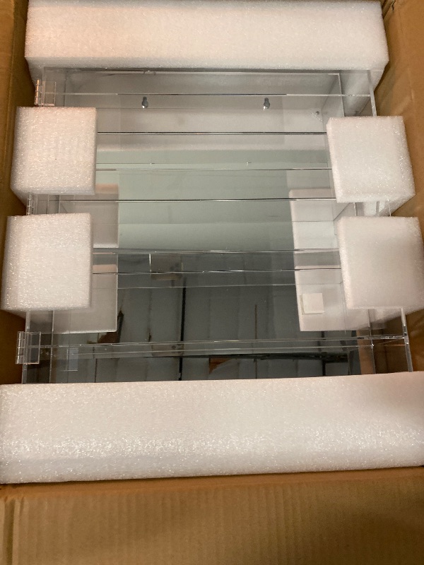 Photo 1 of AITEE Acrylic Display Case with Mirrored Back, Display Cabinet for Mini Funko Pop Figures, Dust-Proof Clear Wall Mounted or Desktop 5 Tiers Storage Organizer, for Mini Toys, Rock Stone and Figures