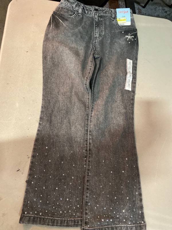 Photo 1 of Size 10 Girls' Jewel and Rhinestone Flare Jeans - Cat & Jack™ Gray Wash 10