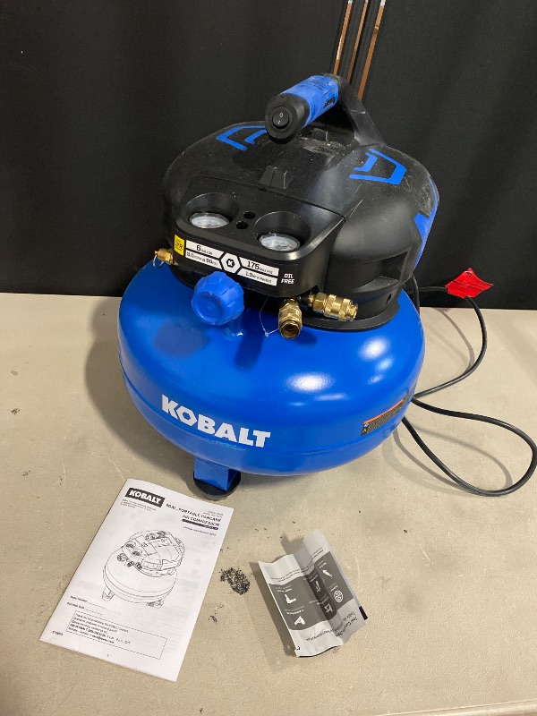 Photo 1 of Kobalt 6-Gallon Portable Electric 175 PSI Pancake Air Compressor