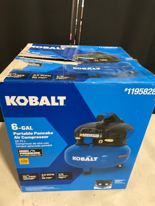 Photo 1 of Kobalt 6-Gallon Portable Electric 175 PSI Pancake Air Compressor