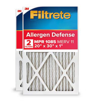 View 1 of Filtrete 20 x 30 x 1 MERV 11 1085 MPR Allergen Defense Extra Electrostatic pleated Air Filter 2 -Pack