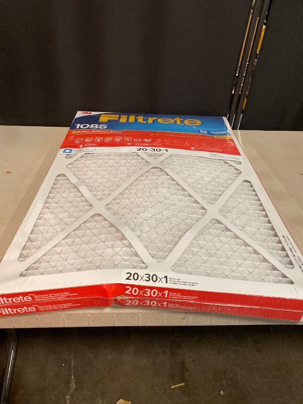 View 2 of Filtrete 20 x 30 x 1 MERV 11 1085 MPR Allergen Defense Extra Electrostatic pleated Air Filter 2 -Pack