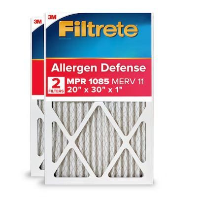 View 1 of Filtrete 20 x 30 x 1 MERV 11 1085 MPR Allergen Defense Extra Electrostatic pleated Air Filter 2 -Pack