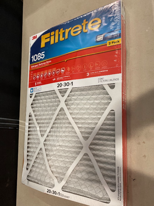 View 2 of Filtrete 20 x 30 x 1 MERV 11 1085 MPR Allergen Defense Extra Electrostatic pleated Air Filter 2 -Pack