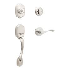 Photo 1 of Kwikset Belleview Satin Nickel Exterior Single-Cylinder Deadbolt and Keyed Entry Door Handleset