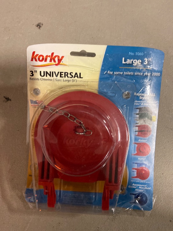 Photo 1 of Korky 3060BP Universal Toilet Flapper Replaces Most Large 3-Inch Flappers - Long Lasting Rubber - Easy to Install - Made in USA, Red