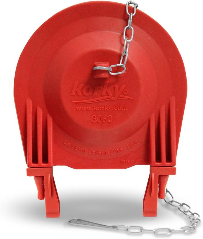 Photo 1 of Korky 3060BP Universal Toilet Flapper Replaces Most Large 3-Inch Flappers - Long Lasting Rubber - Easy to Install - Made in USA, Red
