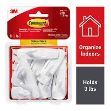 Photo 1 of Command Medium Utility Hooks, White, Damage Free Hanging, 8 Hooks and 16 Command Strips