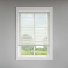 View 1 of LEVOLOR Trim+Go 2-in Slat Width 35-in x 72-in Cordless White Faux Wood Room Darkening Horizontal Blinds