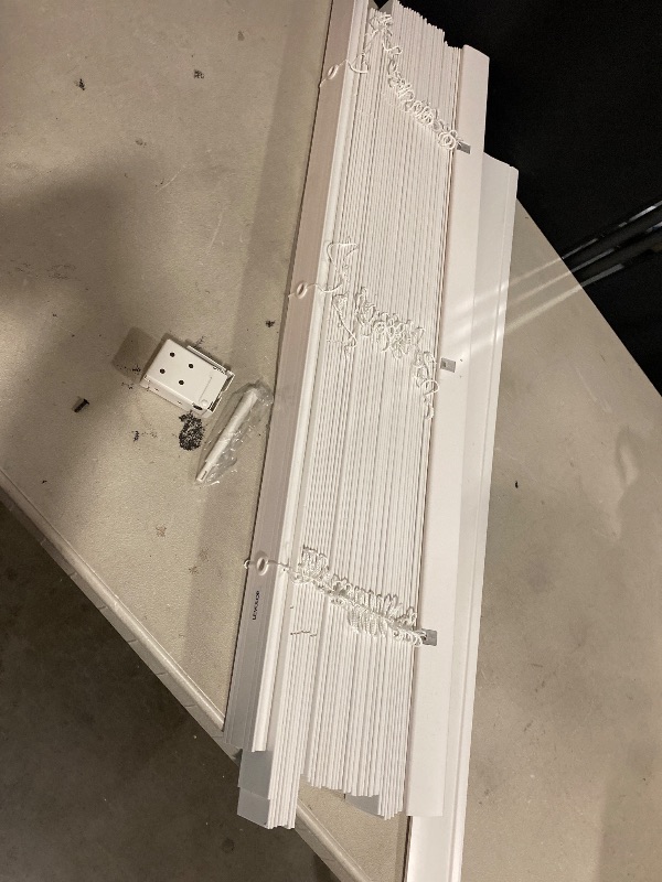 View 2 of LEVOLOR Trim+Go 2-in Slat Width 35-in x 72-in Cordless White Faux Wood Room Darkening Horizontal Blinds