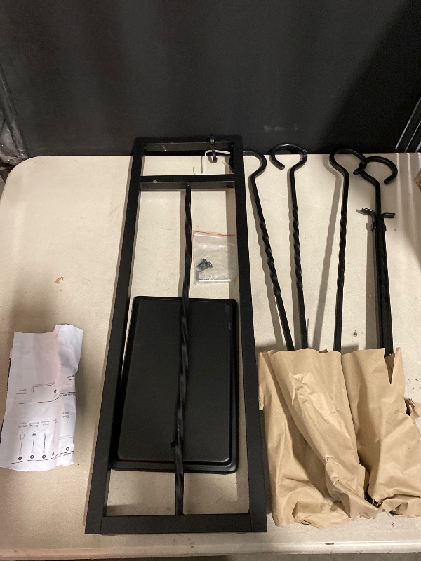 Photo 1 of 5 -Piece Steel Fireplace Tool Set in Black
