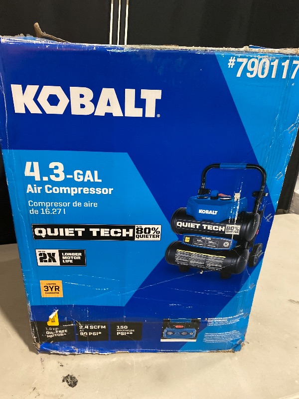 Photo 1 of Kobalt QUIET TECH 4.3-Gallon Portable Electric 150 PSI Twin stack Air Compressor