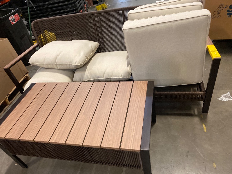 Photo 1 of allen + roth Ashford 2 -Piece Wicker Patio Sofa Conversation Set with Cushions