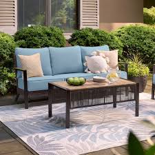 Photo 1 of allen + roth Ashford 2 -Piece Wicker Patio Sofa Conversation Set with Cushions