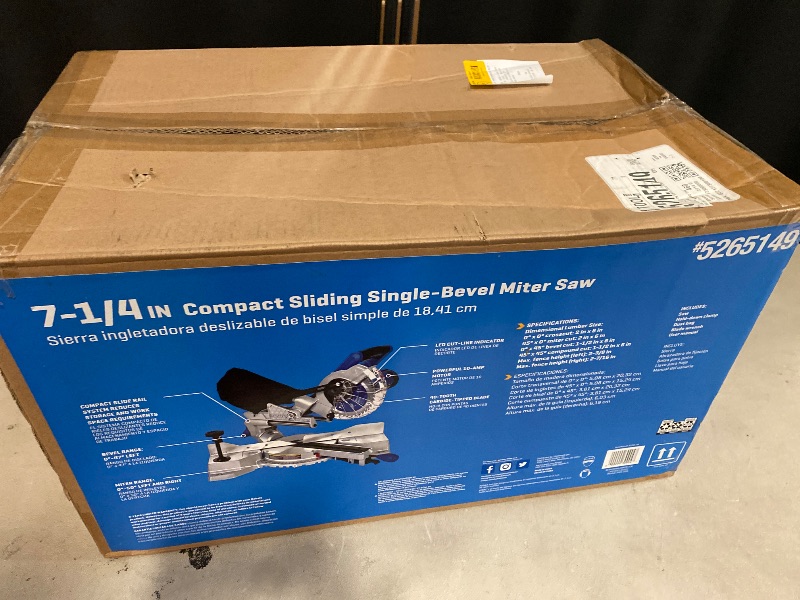 Photo 1 of Kobalt Compact 7-1/4-in 10-Amp Single Bevel Sliding Compound Corded Miter Saw