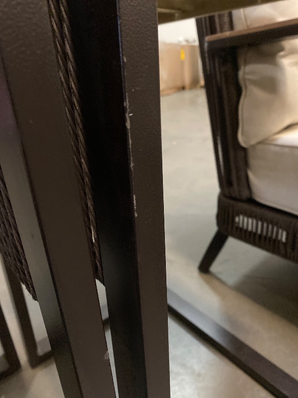 Photo 1 of allen + roth Ashford 6 -Piece Wicker Patio Conversation Set with Beige Cushions