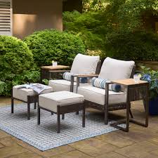 Photo 1 of allen + roth Ashford 6 -Piece Wicker Patio Conversation Set with Beige Cushions
